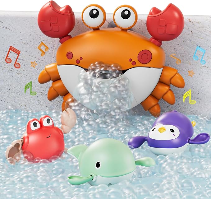 Juguete de Baño TUMAMA – Máquina de Burbujas Musical con 3 Juguetes de Cuerda para Bebés