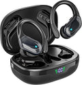 HAOYUYAN, Bluetooth Headphones, Ear Buds with 80hr Playtime, LED Power Display, Noise Canceling, LED Power Display, IPX7 Waterproof Earphones Light Black