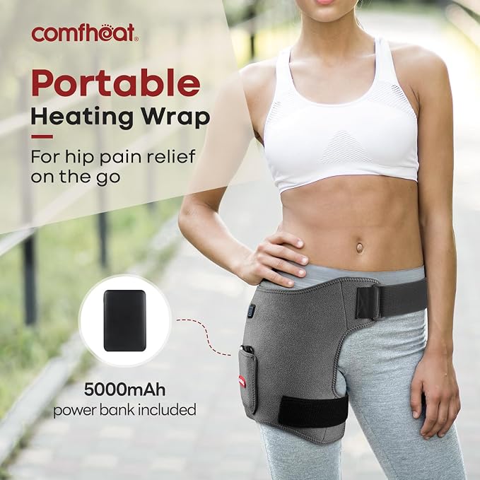 Almohadilla térmica inalámbrica de cadera para aliviar el dolor de cadera/ciática, batería de 5000 mAh incluida, envoltura térmica térmica para mujeres, hombres, almohadilla térmica eléctrica