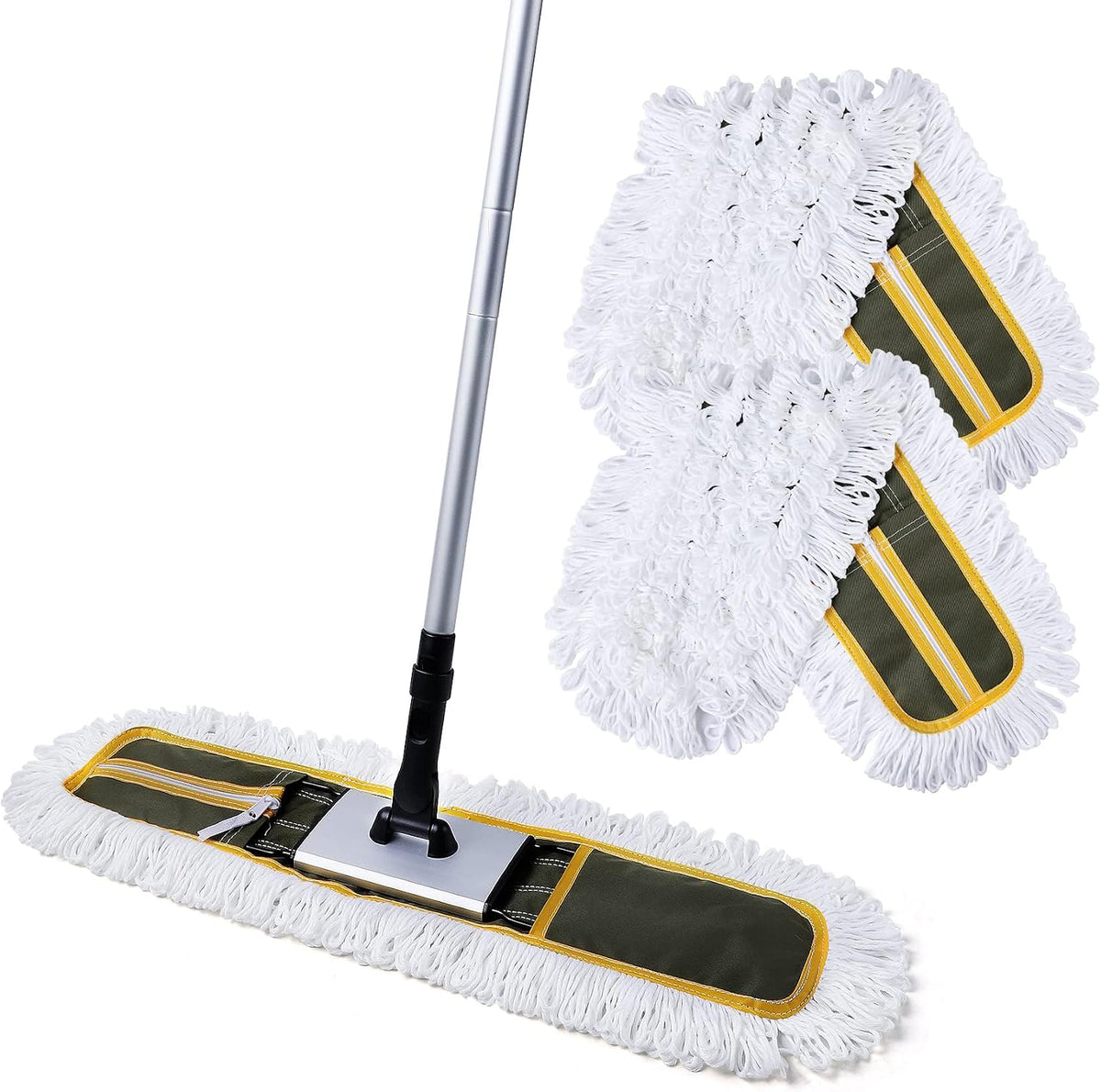 Cleanhome, fregona comercial de 61 cm (24") para limpieza de suelos, fregona resistente con mango largo extensible de 150 cm (59"), suministros de limpieza para hoteles, gimnasios, garajes, hospitales y hogares, apta para suelos de madera