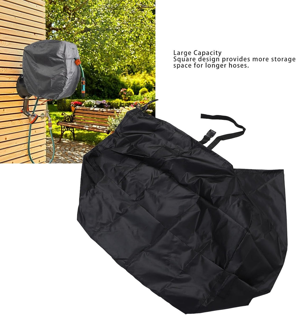 Cubierta cuadrada para carrete de manguera para montar en la pared, material resistente al sol y al agua con diseño compacto, sostiene mangueras más largas, para almacenamiento de herramientas