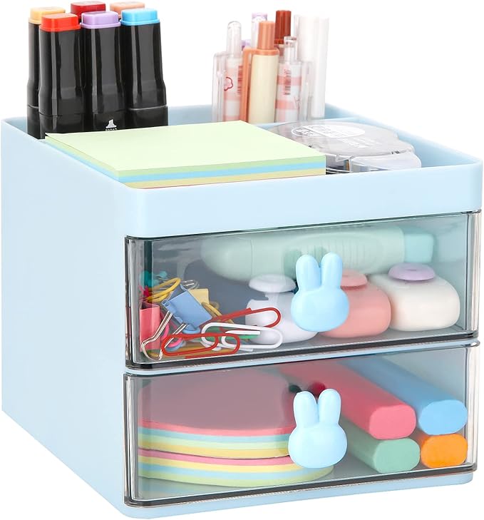 LETURE Organizador Pequeño de Escritorio con Cajón, Caja de Almacenamiento de Escritorio de Oficina, Caja de Almacenamiento para Tarjetas de Negocios/Bolígrafo/Lápiz/Teléfono Móvil/Artículos.