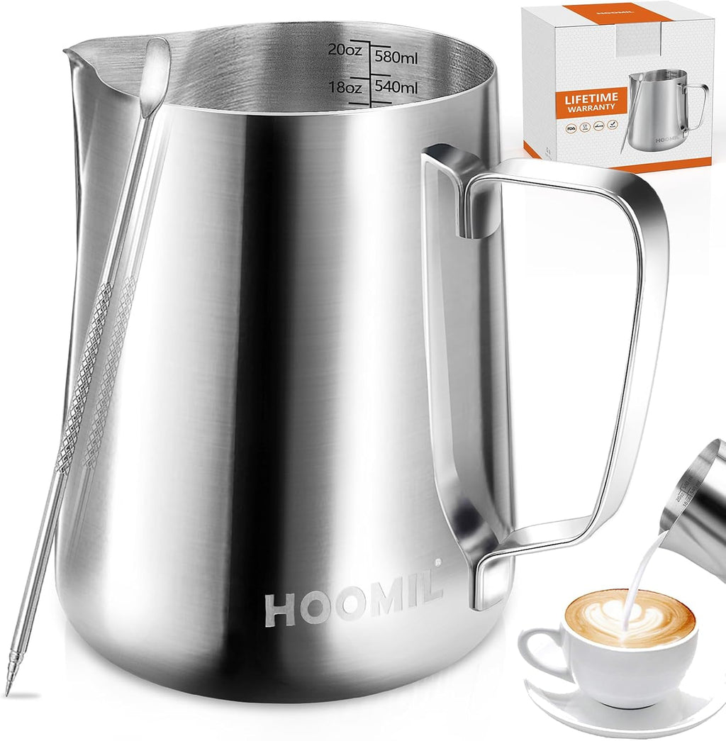 Jarra para Espumar Leche HOOMIL 20oz – Acero Inoxidable para Barista y Latte Art