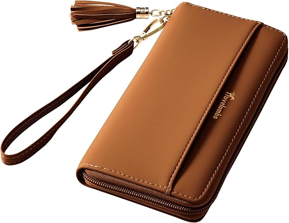 Carteras con borla Travelambo para mujer, plegable, pulsera, cartera larga