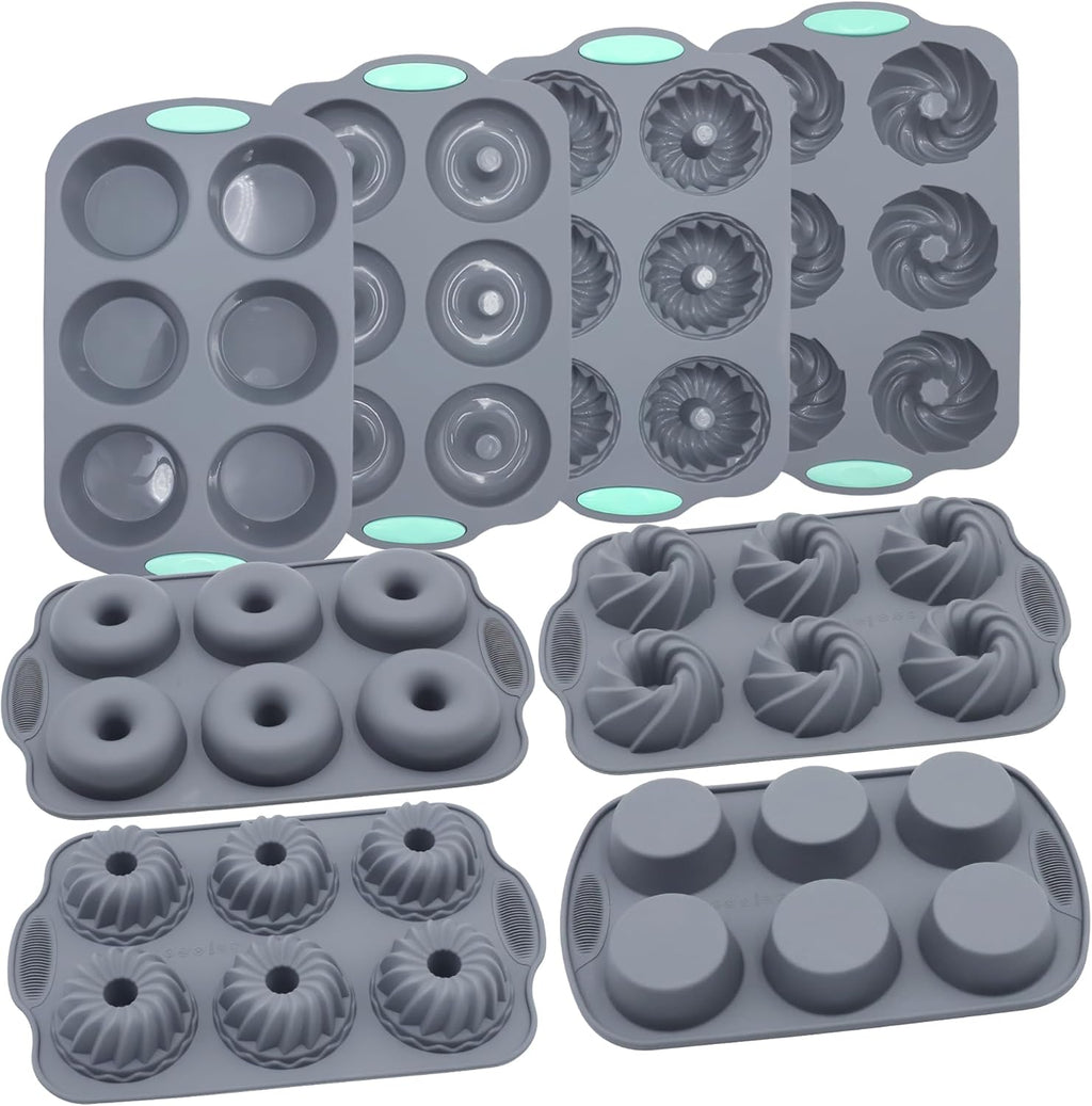 Tongjude 51 Piece Silicone Bakeware Set, Non-Stick Kitchen Oven Baking Pans, Silicone Cake Molds with Muffin Pan, Cookies Baking Sheet, Cake Pan, Donut Pan and Loaf Pan