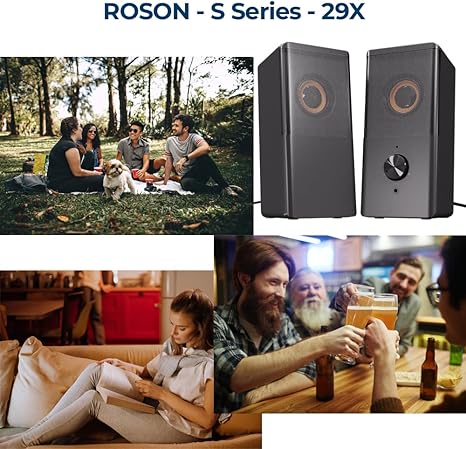 Altavoz de computadora, altavoz de tamaño compacto con conector para auriculares, graves mejorados y control de volumen, altavoces multimedia estéreo 2.0 USB con entrada auxiliar de 3.5 mm