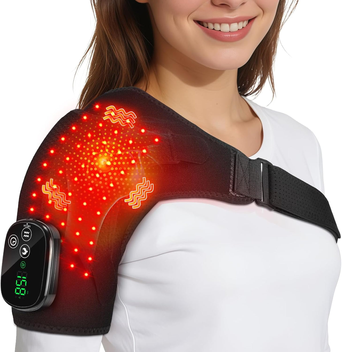Almohadilla Termica Inalambrica para Hombro con Masaje | Envoltura Calefactora para Alivio del Dolor de Tejido Profundo | para Manguito Rotador y Hombro Congelado