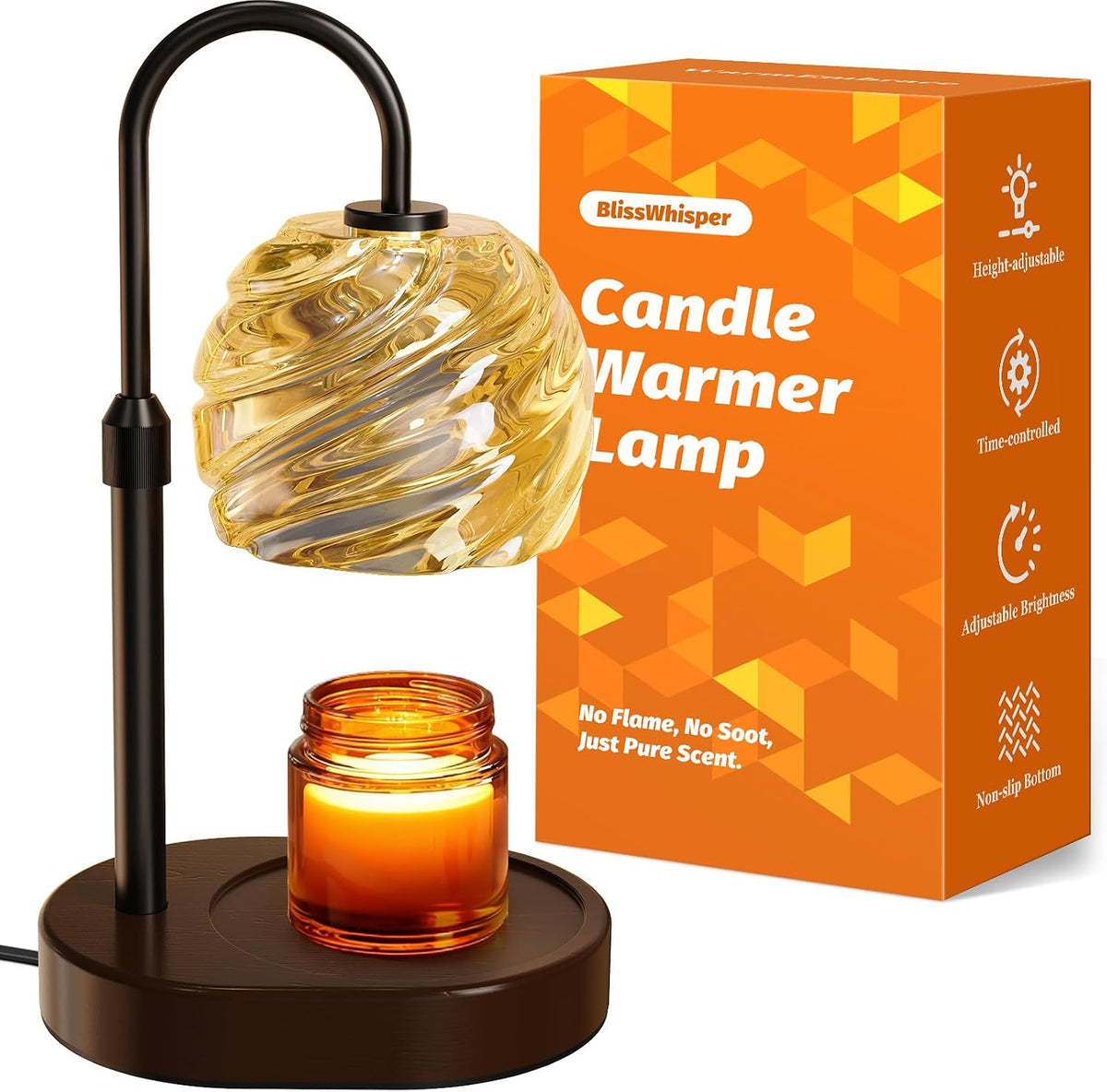 Calentador de velas BlissWhisper con temporizador y regulador de intensidad, calentador de velas eléctrico con altura ajustable para decoración del hogar, regalos de cumpleaños para mujeres, hombres y mamás, fundidor de cera para todos los tamaños de