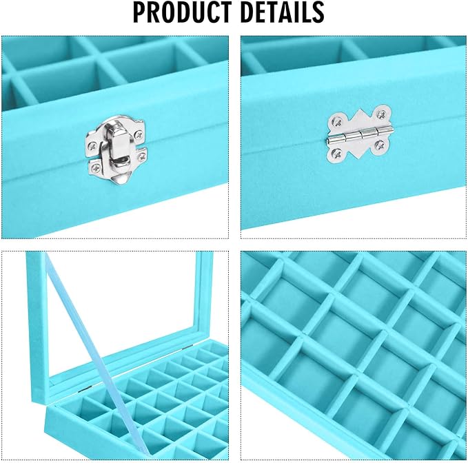 Organizador de Joyería Vicoter en Terciopelo – 48 Compartimentos con Funda Transparente