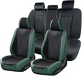 Fundas de Asiento de Cuero FLORICH Juego Completo Funda de Asiento de Carro Frente y Trasero Impermeable Cobertura Completa Protector de Asiento Cojín Ajuste Universal para Carros SUV Camiones Negro y Verde