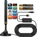 Antena de TV para Smart TV Antena de TV de interior para canales locales Antena digital para Smart TV de interior Fácil instalación Compatible con canales 4K y 1080p Base magnética potente Cables de 5 metros de largo (Azul mejorado)