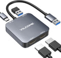 Adaptador USB a HDMI vilcome, adaptador USB 3.0 a HDMI dual con puerto USB 3.0, cable convertidor de audio, video y gráficos para computadora portátil, monitor, computadora de escritorio y TV, compatible con Mac OS y Windows.