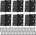 Yaocom 6 piezas Bisagras para puerta de 4'' con rodamiento de bolas, acero inoxidable, bisagras resistentes, bisagra para puerta exterior de 4 x 4 pulgadas (esquinas cuadradas, negro)