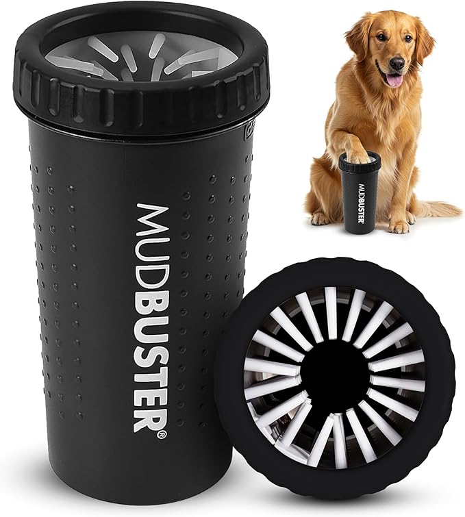 Dexas MudBuster Edición Especial - Limpiador portátil para patas de perro, grande, negro mate