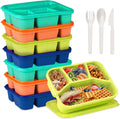 BIEOFFEI Pack de 8 Fiambreras Bento para Adultos y Niños, Contenedores para Preparación de Comidas con 4 Compartimentos y Tapas, Recipientes Bento Reutilizables para Snacks, Aptos para Microondas y Lavavajillas