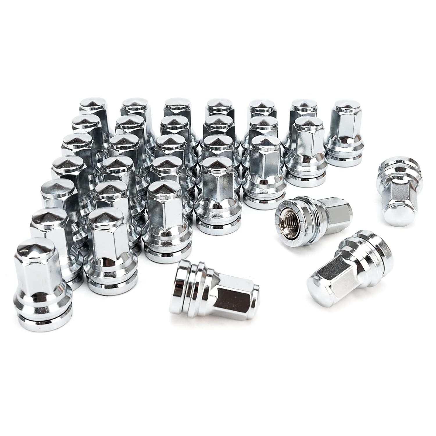 Juego de 32 tuercas cromadas para rueda de 14 x 1,5 mm para Ford F250 y F350 (2017-2024), reemplaza HCPZ-1012-A y HCPZ-1012-B. 