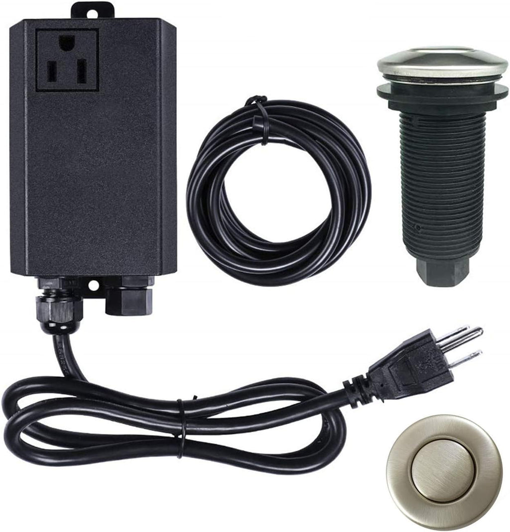 Kit de Interruptor de Aire Etoolcity para Triturador de Basura | Boton de Encendido/Apagado de Acero Inoxidable Niquel Cepillado para Fregadero