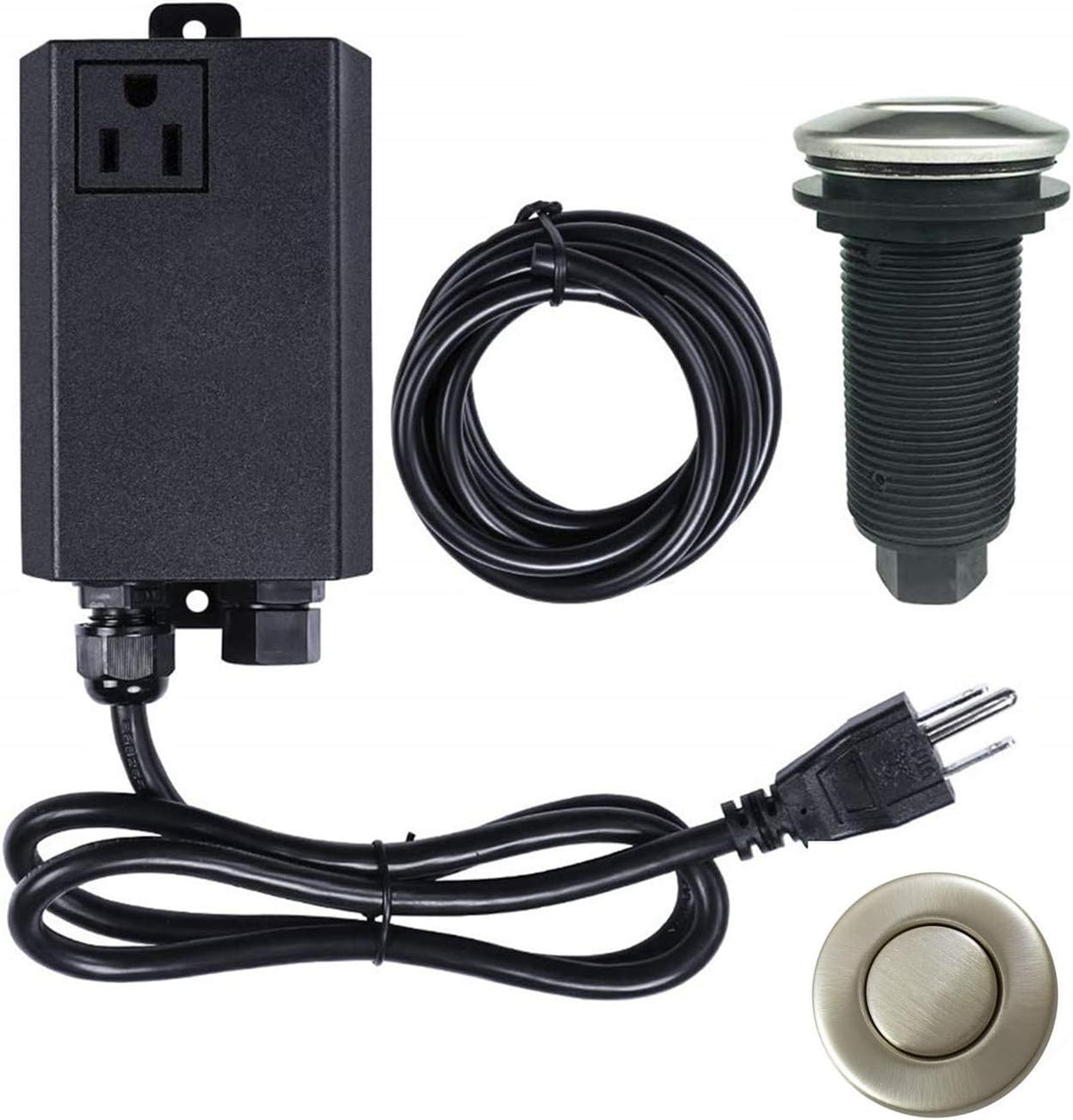 Kit de Interruptor de Aire Etoolcity para Triturador de Basura | Boton de Encendido/Apagado de Acero Inoxidable Niquel Cepillado para Fregadero