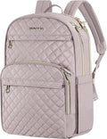 Mochila para portátil KROSER para mujer de 15,6 pulgadas, elegante mochila de día con puerto de carga USB, mochila de nailon repelente al agua para viajes/negocios, rosa empolvado
