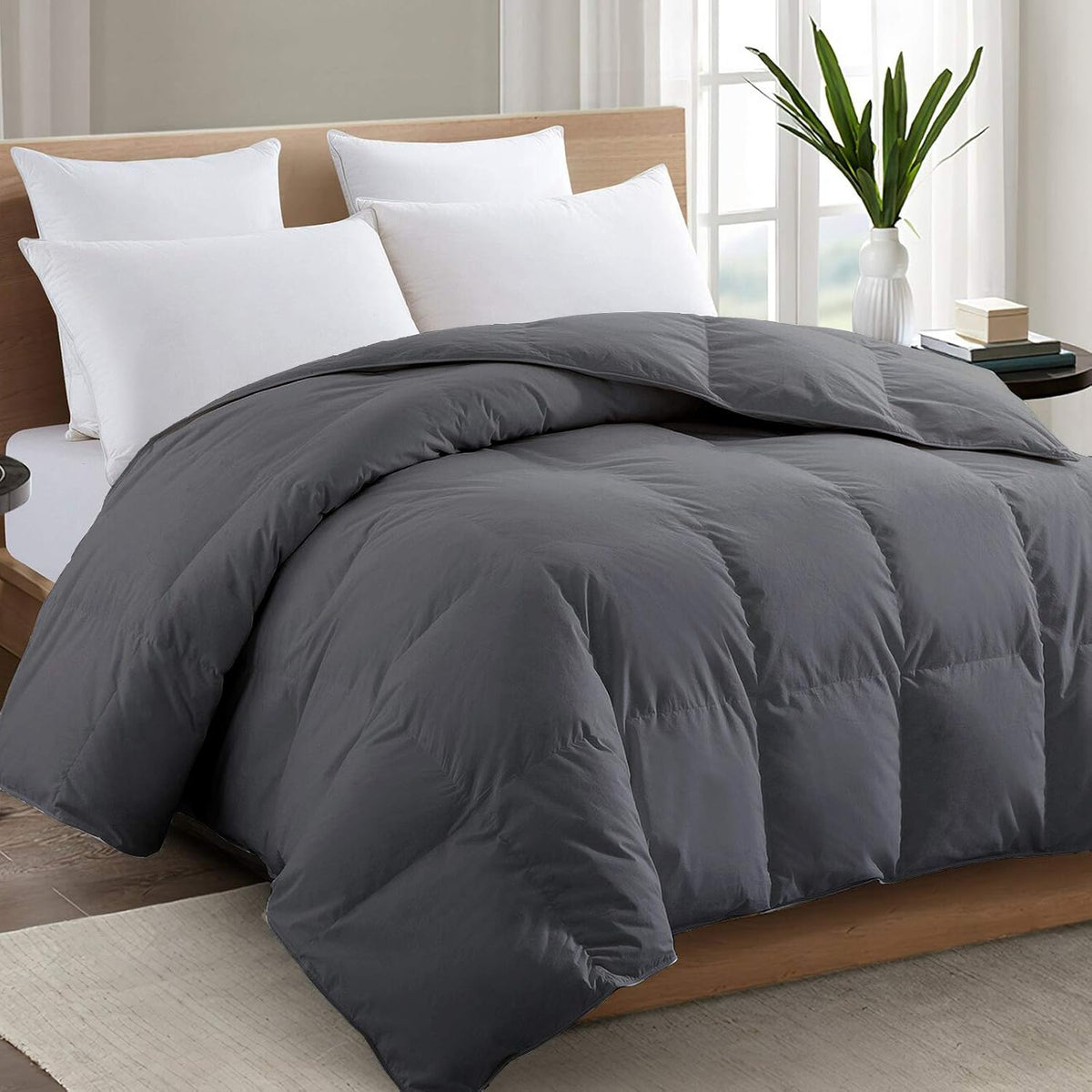 Edredón TEXARTIST Premium Serie 2100 Tamaño King | Para Todas las Estaciones | Transpirable Gris | Fibra Espiral 4D | Relleno Alternativo de Plumón | 229x259 cm