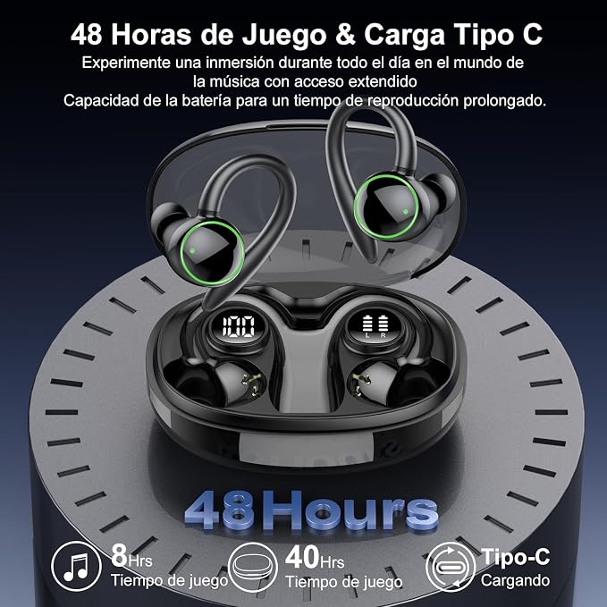 PEFUPEW Auriculares Inalámbricos Deportivos, Bluetooth