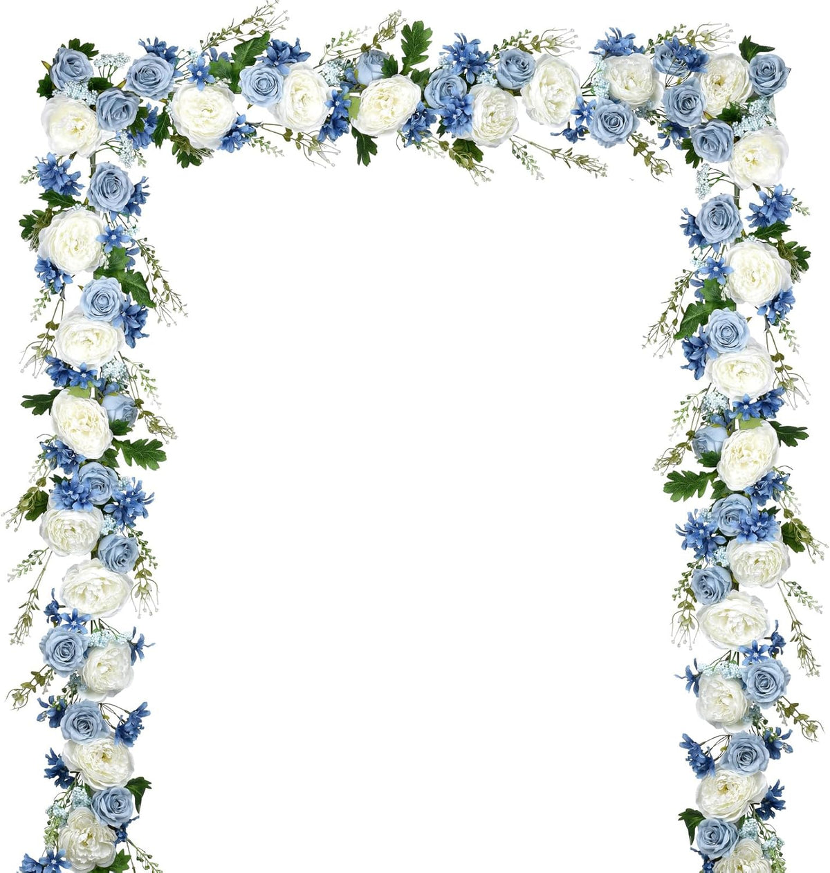Lvydec 2 Pack Guirnalda de Peonias Artificiales | 6 Pies de Flores de Seda, Enredadera Floral | para Boda, Fiesta y Decoracion de Mesa (Azul y Blanco)