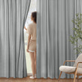 MIULEE Cortinas Sheer de Privacidad Gris | Dejan Pasar la Luz 96 Pulgadas de Largo | Semitransparentes Filtrantes | Para Sala y Dormitorio | Set de 2 Paneles 52 x 96