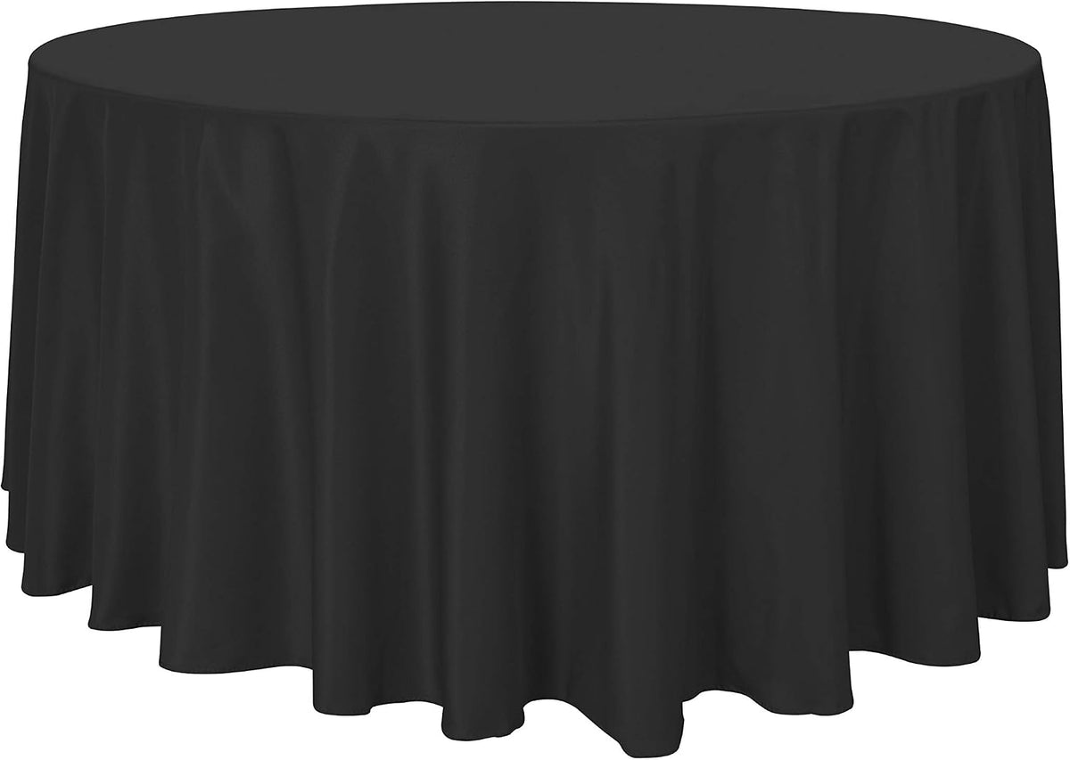 Mantel Redondo sancua 120 Pulgadas Resistente al Agua a Prueba de Derrames Lavable Tela Poliéster Cubierta de Mesa Decorativa para Mesas Comedor, Fiestas Buffet y Camping, Negro