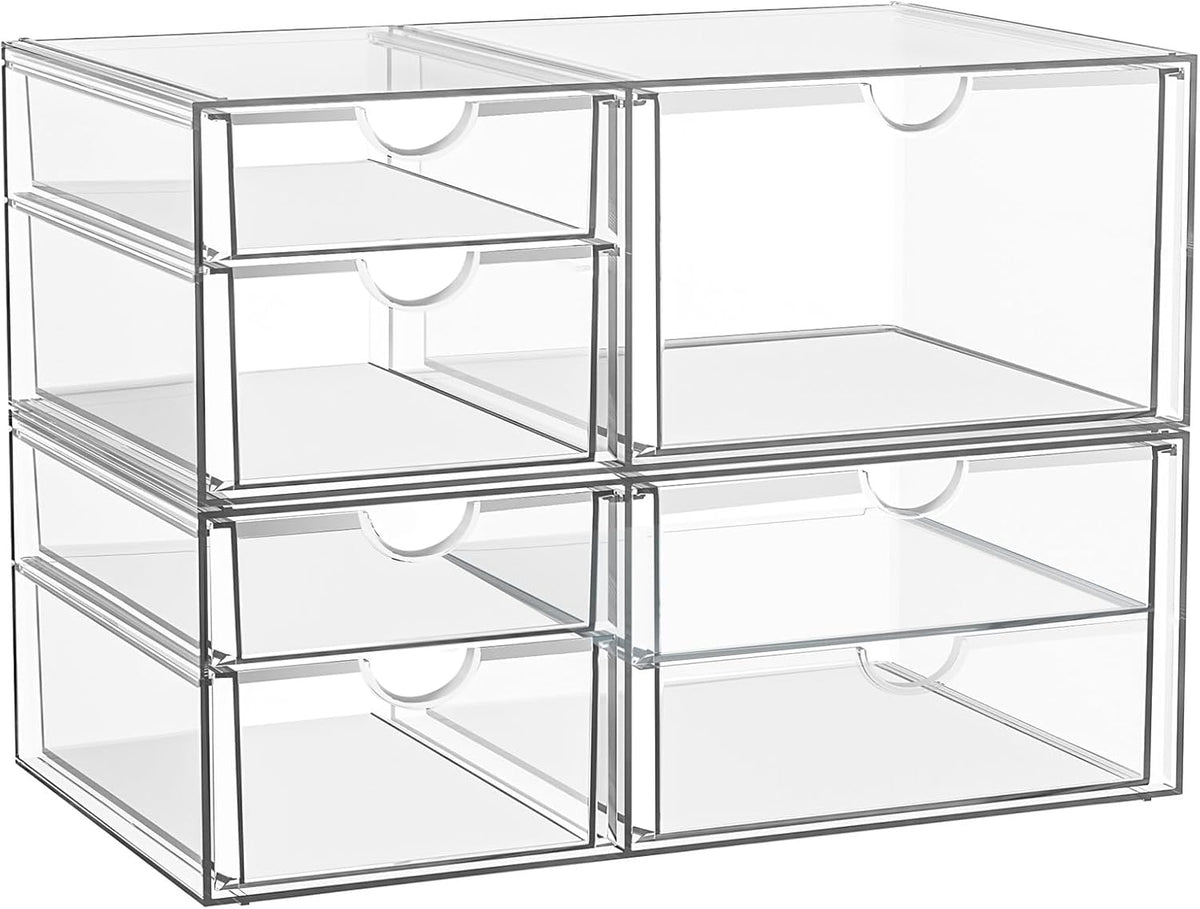 Cajones de almacenamiento apilables transparentes YFXCVSL, organizador de maquillaje acrílico con 7 cajones, organizadores y almacenamiento para baño, contenedores de plástico para tocador, debajo del fregadero, armarios de cocina, despensa.