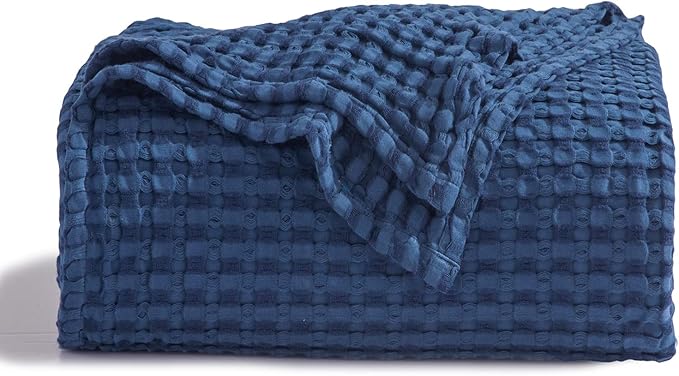 Bedsure Manta de Algodón Refrescante con Diseño Gofre Tamaño King - Manta de Verano Ligera y Transpirable de Rayón Derivado del Bambú