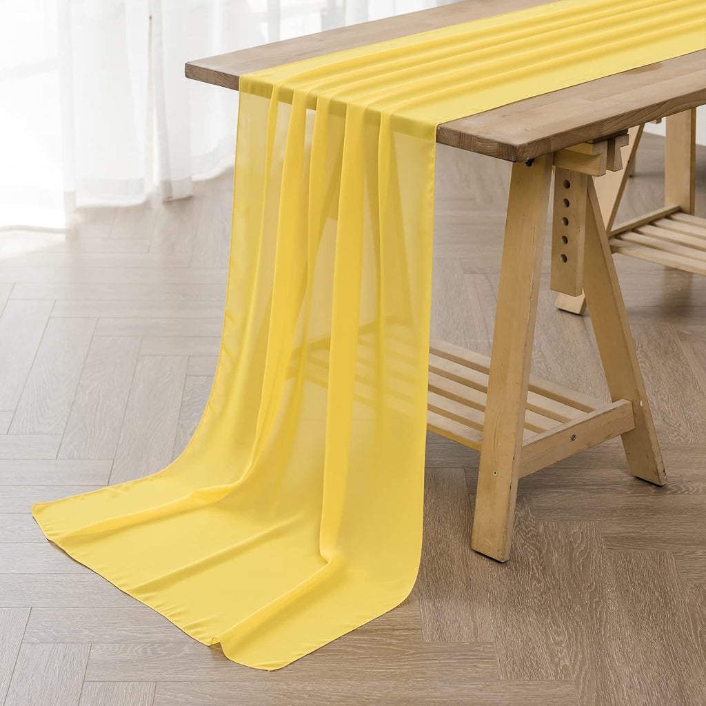 flohar Paquete de 6 caminos de mesa de gasa de 2,74 m (14x108 pulgadas) Camino de mesa romántico y transparente para bodas, fiestas de cumpleaños, despedidas de soltera y decoración al aire libre - Amarillo