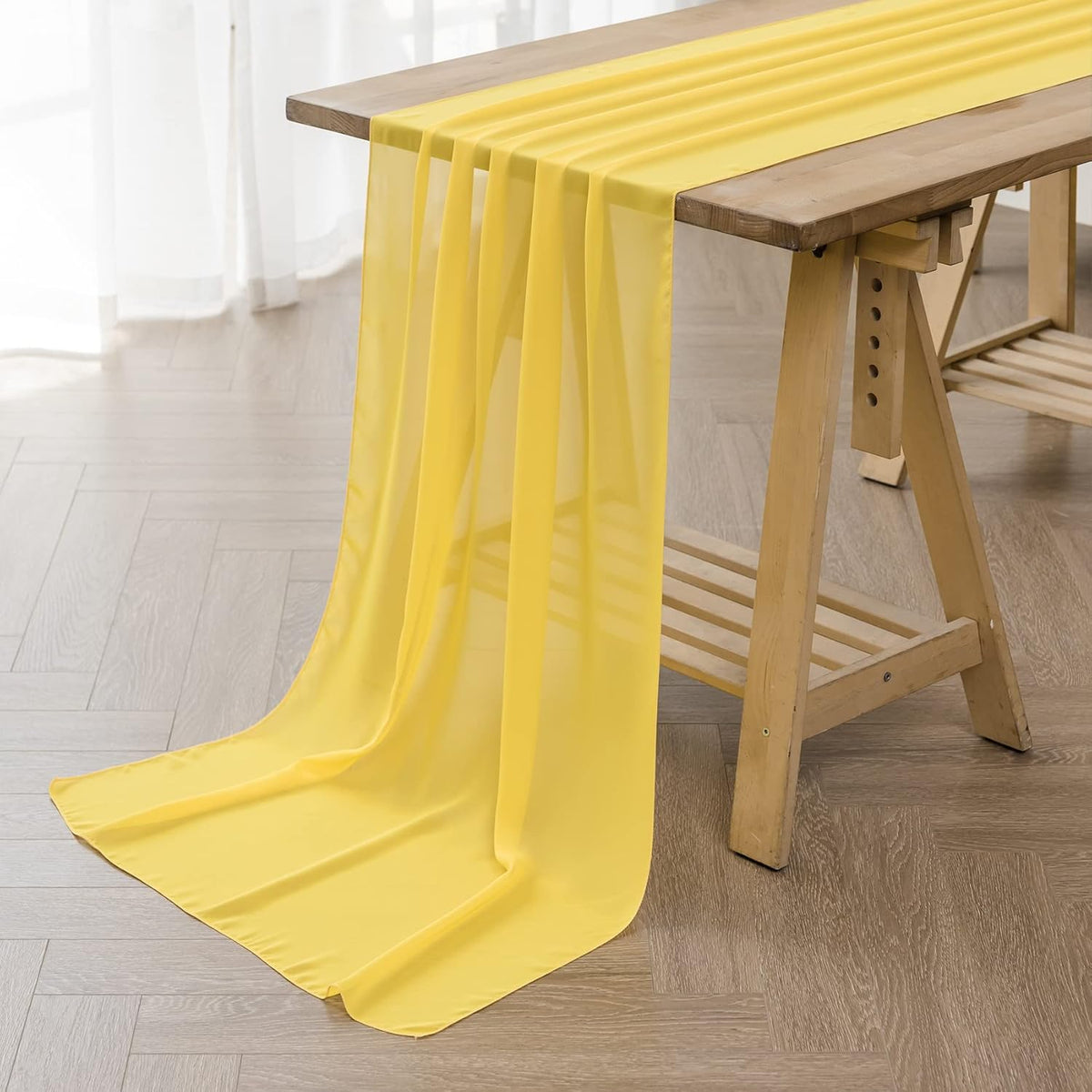 flohar Paquete de 6 caminos de mesa de gasa de 2,74 m (14x108 pulgadas) Camino de mesa romántico y transparente para bodas, fiestas de cumpleaños, despedidas de soltera y decoración al aire libre - Amarillo