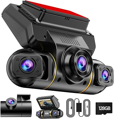KEYROO Cámara de Auto 360° 4K 4 Canales con GPS, WiFi 5.8GHz, Modo Estacionamiento, G-Sensor y Tarjeta 128GB Incluida