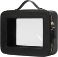 Estuche de maquillaje transparente Popvibe, neceser negro de viaje, bolsa de cosméticos grande transparente con cremallera, organizador de maquillaje grande para mujer, bolsa transparente aprobada por la TSA para artículos esenciales en el coche.