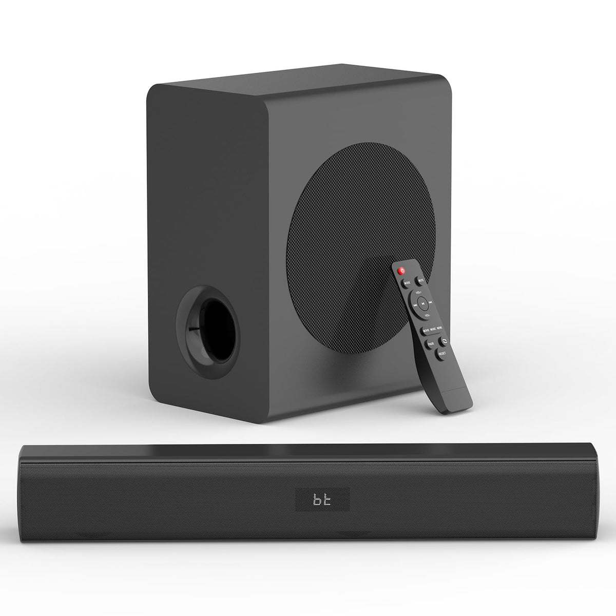 Barra de Sonido Fansbe 2.1ch con Subwoofer | Sonido Envolvente para TV, PC y Juegos | Para Música, Películas y Noticias