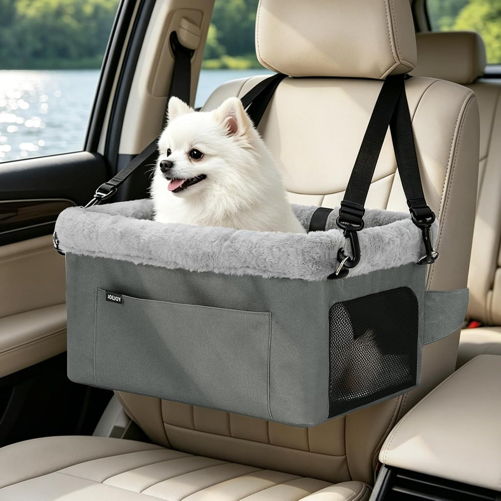 Asiento Elevado JOEJOY Deluxe para Perros | Estructura Metálica Resistente y Correa de Seguridad | Portátil para Mascotas hasta 20 lbs con Cojín Grueso