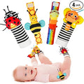 Infinno Calcetines con sonajero de muñeca y juego de calcetines con buscador de pies para bebé, juguetes perfectos para recién nacidos de 0 a 12 meses, para niñas y niños como regalos de baby shower