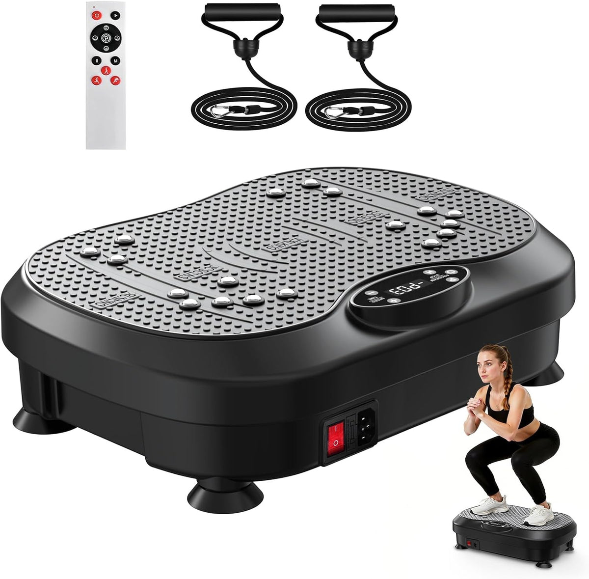 Plataforma vibratoria NISILIN para drenaje linfático con 200 niveles, equipo de entrenamiento de cuerpo completo, plataforma vibratoria para gimnasio, ideal para perder peso y quemar grasa (negro).