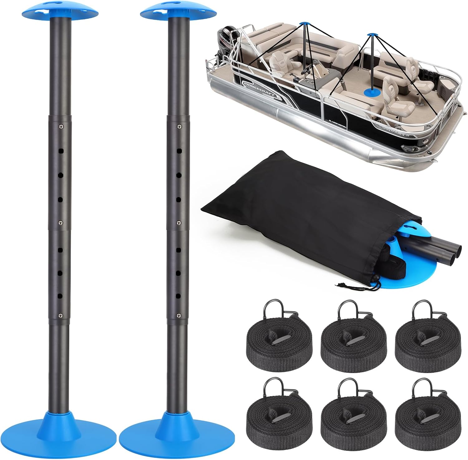 Postes de Soporte para Cubierta de Bote Nukugula – Acero Telescópico 8 Alturas, 45-145cm (2 unidades)