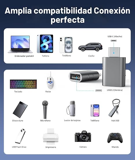 Syntech Pack 2 Adaptadores USB-C a USB 3.0 Hembra | Compatible con MacBook, iPad, iPhone y más