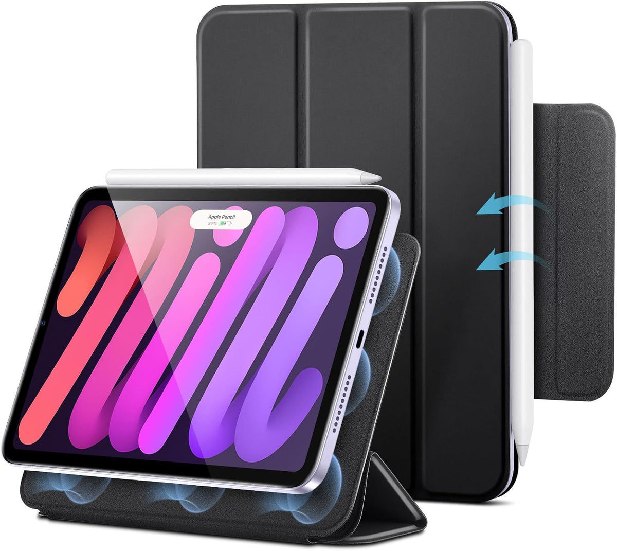 Funda ESR Rebound para iPad Mini A17 Pro (2024) y 6ta Generación (2021) – Soporte Trifold, Cierre Magnético, Auto Wake/Sleep | Color Negro