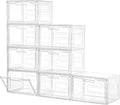 Freebat Closet Organizers and Storage, Acrylic Clear Plastic Storage Bins with Magnetic Door, 8 Pack Storage Containers for Clothes Home Organization Purse Bag Cabinet Display Closet Organizer System