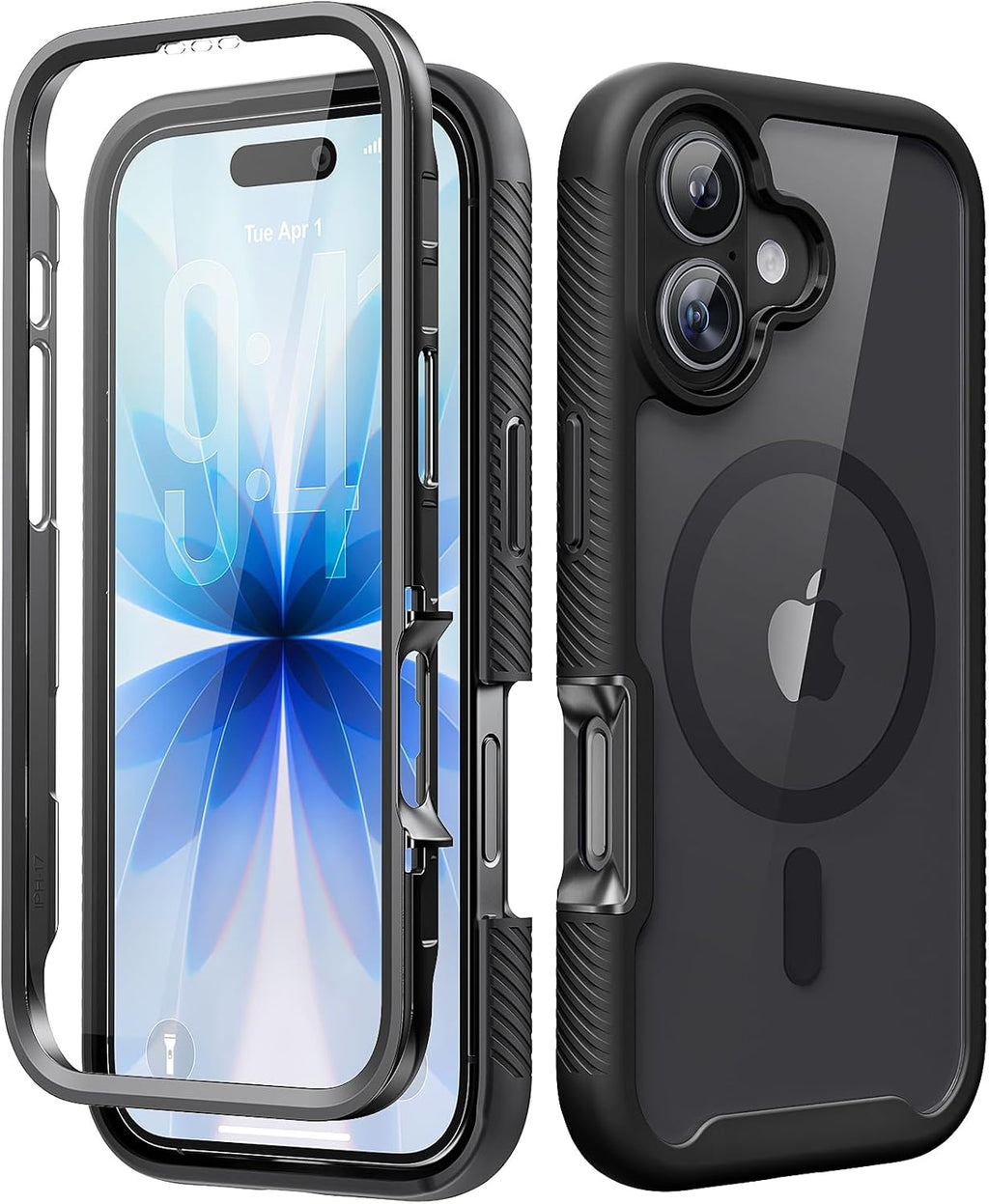ALGORAM Funda Magnetica para iPhone 17 | Protector de Pantalla Integrado | Cuerpo Completo Doble Cara | Compatible con MagSafe | Antichoque 6.3 Pulgadas Negro
