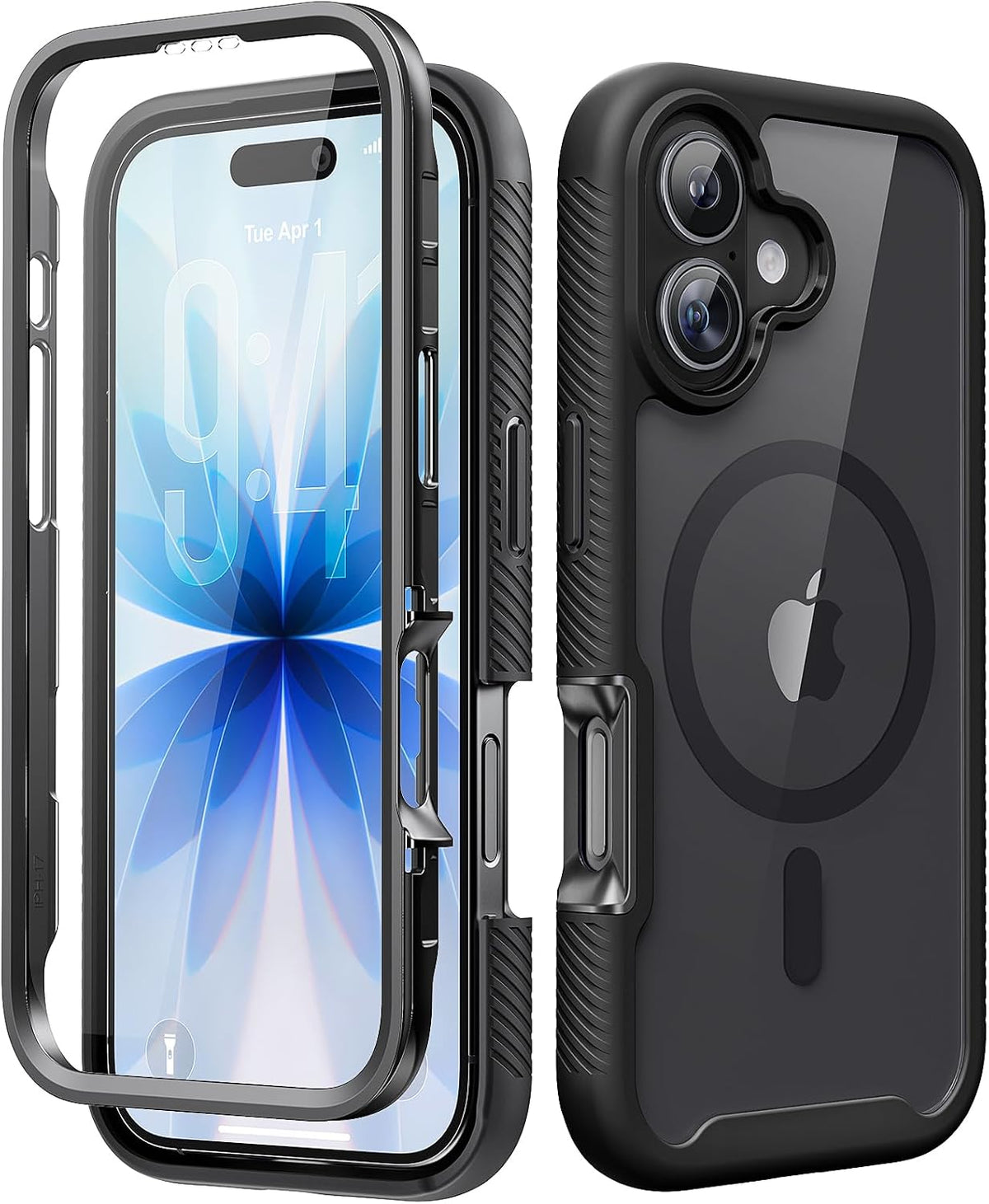 ALGORAM Funda Magnetica para iPhone 17 | Protector de Pantalla Integrado | Cuerpo Completo Doble Cara | Compatible con MagSafe | Antichoque 6.3 Pulgadas Negro