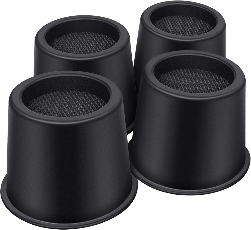 ANNKUT Elevadores de Cama 4 pulgadas Uso Rudo | Alzas Redondas para Cama, Escritorio, Mesa y Sofá, Soportan hasta 3300 Lbs | Pack de 4 Negro
