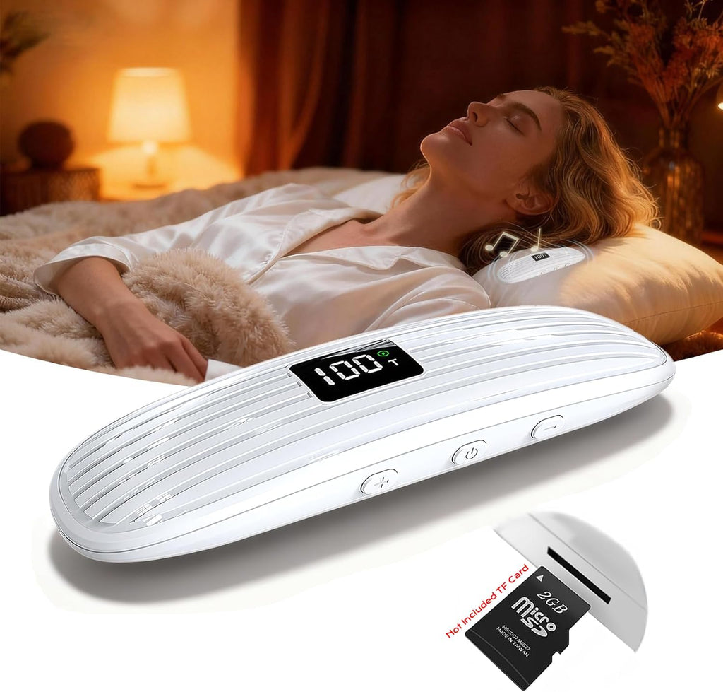 ByteWave Altavoz de Conduccion Osea para Debajo de la Almohada | Ultra Delgado | Bluetooth 5.3 Inalambrico Mini | con Pantalla LED, Tarjeta TF y Apagado Automatico | Diseno Privado para Dormir de Lado