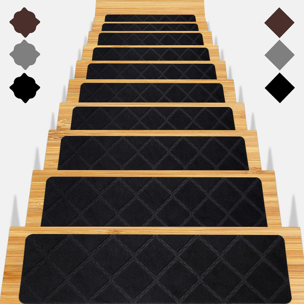 Peldaños antideslizantes para escaleras de madera, 15 unidades - Alfombras para escaleras de 8x30 pulgadas, antideslizantes para interiores, ideales para niños, ancianos y mascotas.