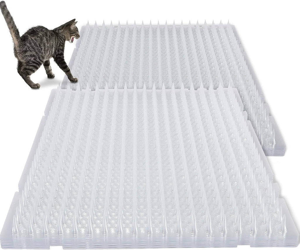 Nuanchu - 20 alfombrillas repelentes para gatos, para uso en interiores y exteriores, de plástico transparente con púas, de 40 x 33 cm (16 x 13 pulgadas), ideales para proteger muebles, plantas y sofás.