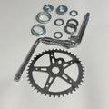 USADO-NO INCLUYE EL BRAZO. Kit de Bielas XYAUTO para Bicicleta | Eje de Pedalier 5 cm, Pedal Ancho | Plato de 44 Dientes, Brazo de Biela 165mm | Para Bicicleta y Bicicleta Motorizada | Plateado