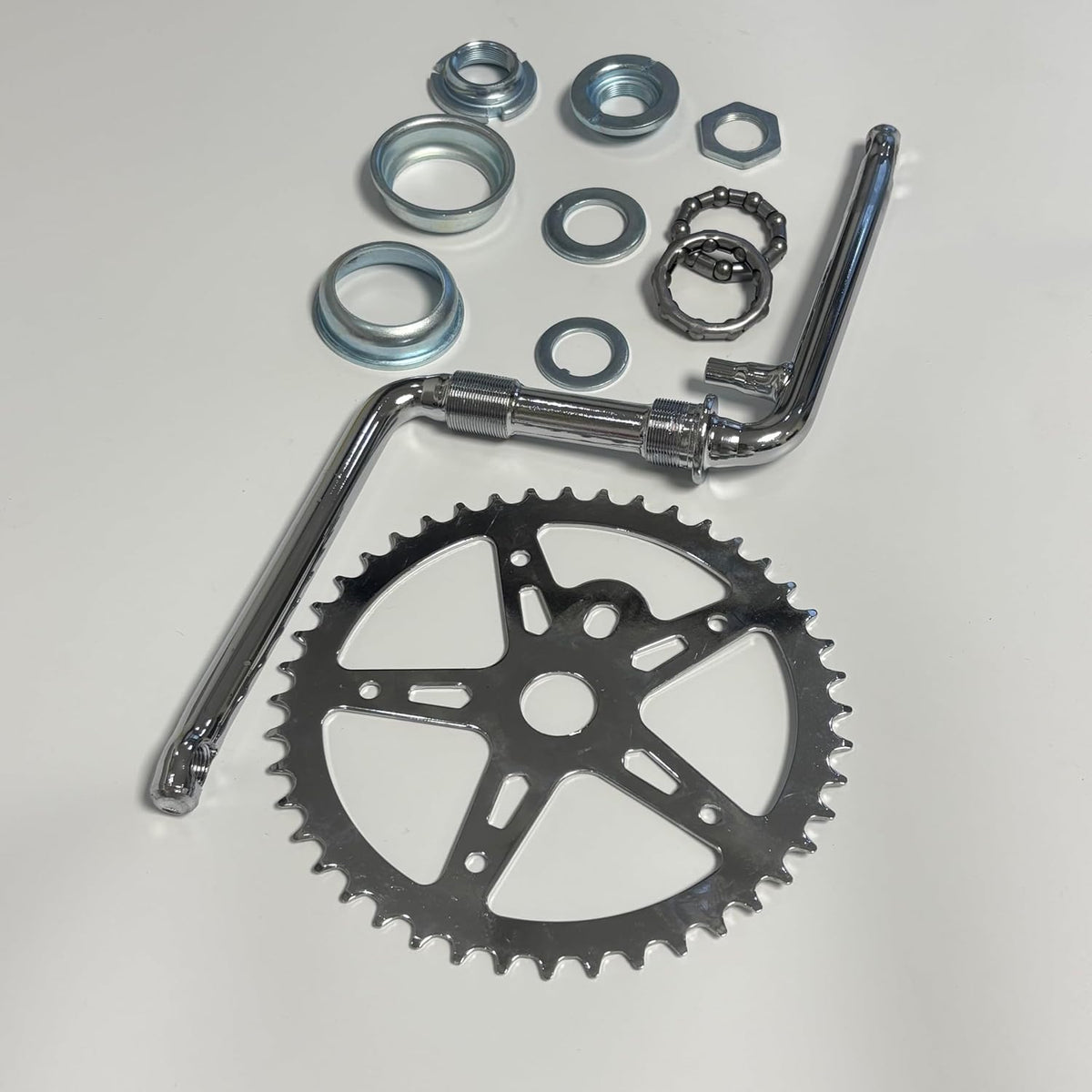 USADO-NO INCLUYE EL BRAZO. Kit de Bielas XYAUTO para Bicicleta | Eje de Pedalier 5 cm, Pedal Ancho | Plato de 44 Dientes, Brazo de Biela 165mm | Para Bicicleta y Bicicleta Motorizada | Plateado